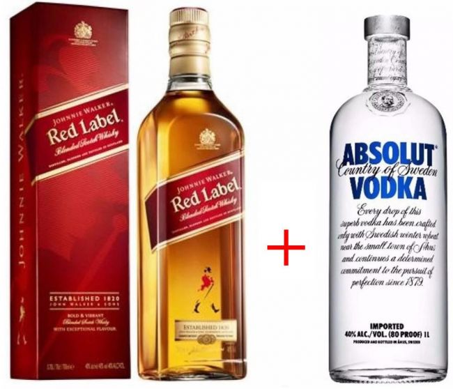 Combo da Live - Whisky Red Label 1 Litro + Vodka Absolut 1 Litro