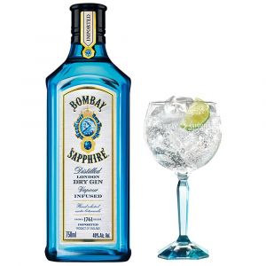  Gin Bombay Sapphire 750 ml + Taça de Vidro Personalizada