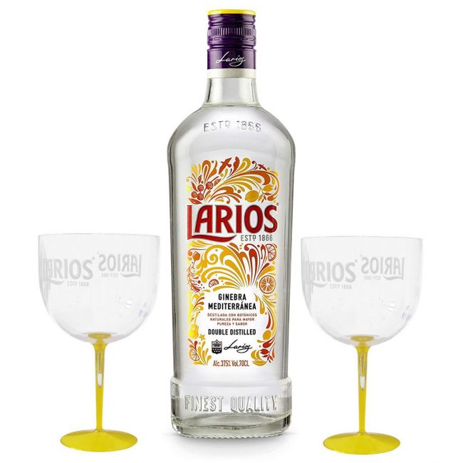 Gin Larios Original 700ml + 2 Taças de Acrílico Personalizadas