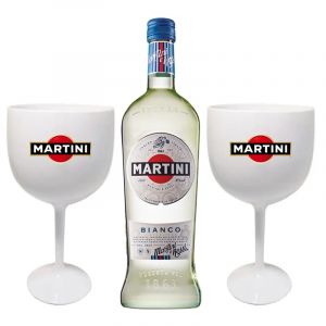 Kit 1 Martini Bianco 750ml +  2 Taças de acrílico personalizadas