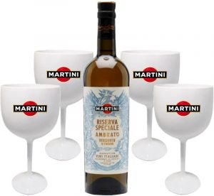 Kit 1 Martini Riserva Speciale Ambrato 750ml + 4 Taças de acrílico personalizadas