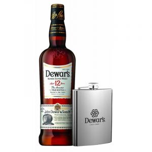 Kit 1 Whisky Dewars 12 Anos 750ml + 1 Cantil Personalizado