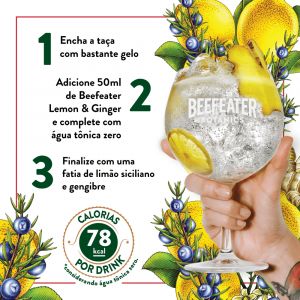 Kit Beefeater Botanics Lemon e Ginger 750ml + Taça de Vidro