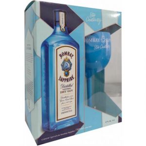 Kit Bombay Sapphire 750ml com taça (Stir Creativity) + 1 Balde de gelo personalizado