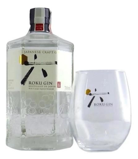 Kit Gin Japonês Roku 700ml + Copo de Vidro Personalizado