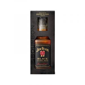 Kit Jim Beam Black Bourbon 1000 ml + Copo Vidro Personalizado