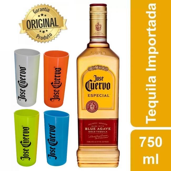 Kit Jose Cuervo Ouro 750 ml + 4 Copos Shot Personalizados