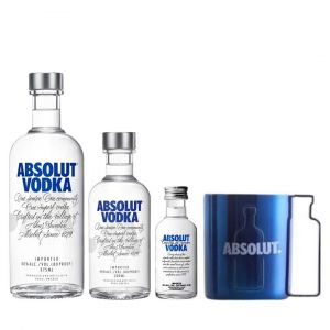 Kit Vodka Absolut com Caneca Personalizado - 1 Absolut 375ml, 1 Absolut 200ml, 1 Absolut 50ml