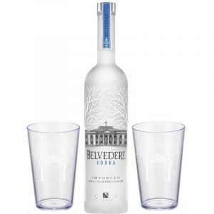 Kit Vodka Belvedere Pure 700 ml + 2 Copos Personalizados