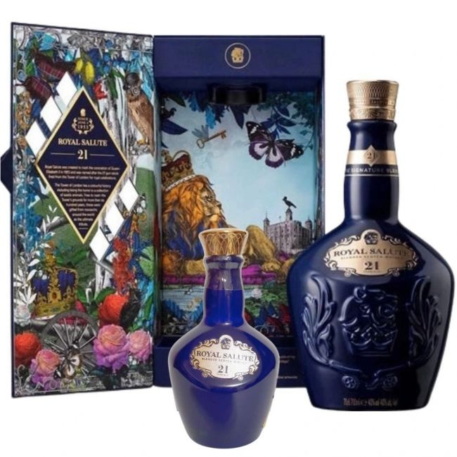 Kit Whisky Chivas Royal Salute 21 anos Azul Signat 700 ml  + Miniatura 50ml