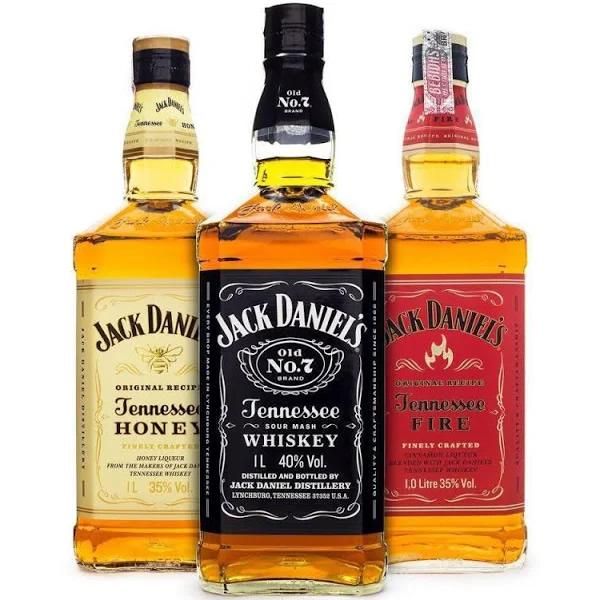 Kit Whisky Jack Daniel'S Old No.7 + Honey + Fire 1 Litro
