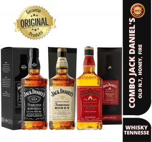 Kit Whisky Jack Daniel'S Old No.7 + Honey + Fire 1 Litro