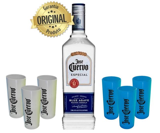 Tequila Branca José Cuervo Blue Agave Silver 750ml + 6 Copos Shot de Acrílico 