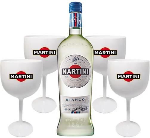 Vermouth Martini Bianco 750ml + 4 Taças de Acrílico 