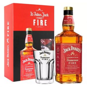 Kit  Jack Daniels Fire Canela 1000ml com Copo Personalizado