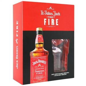 Kit  Jack Daniels Fire Canela 1000ml com Copo Personalizado
