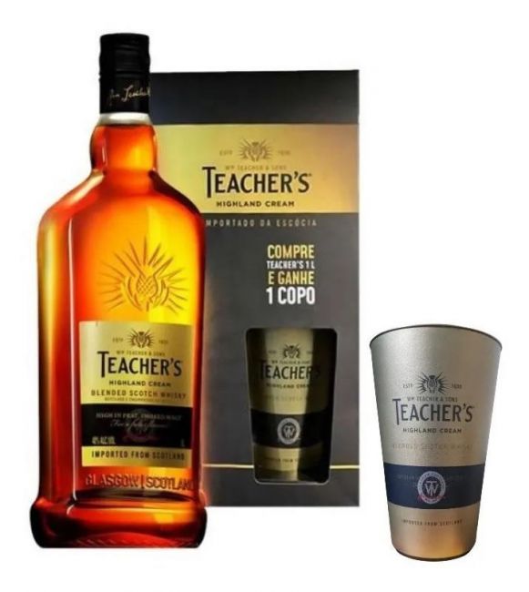 Whisky Teacher's Highland Cream Escocês 1 Litro + 1 Copo